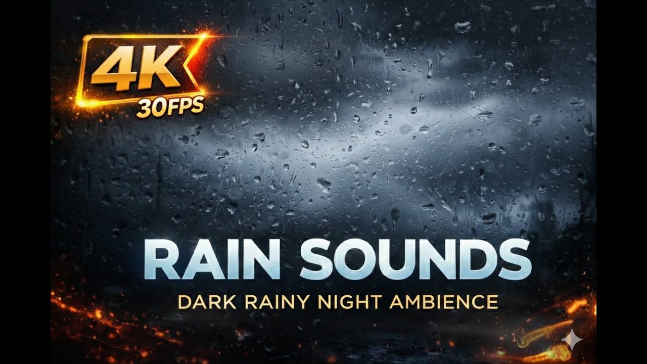 Dark Rainy Night Window 🌧️ | 2 Hour Relaxing Rain Ambience | 4K