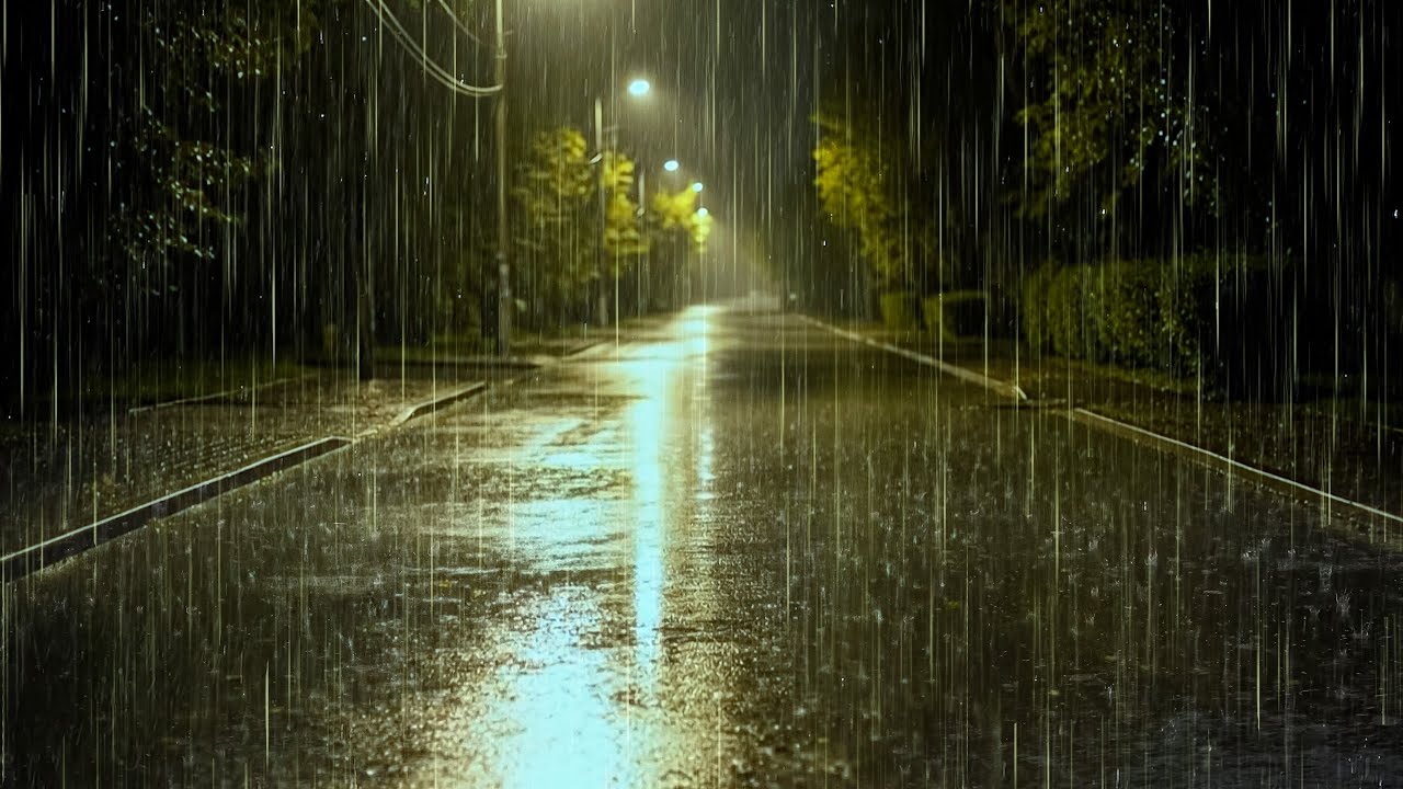Deep Sleep All Night | Heavy Rain on Peaceful Road | ASMR White Noise, Tinnitus, Insomnia