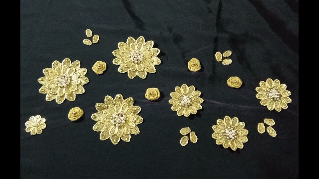 Making of beautiful flower patches for party wear designer saree at home in hindi - 2018 latest