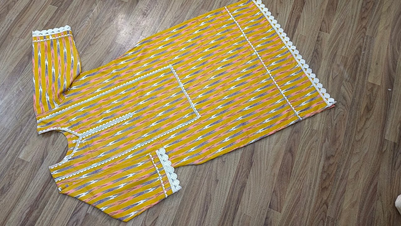 Plain fabric पर बनाया lace से bhut ख़ूबसूरत design।suit cutting and stitching with lace  detailing।