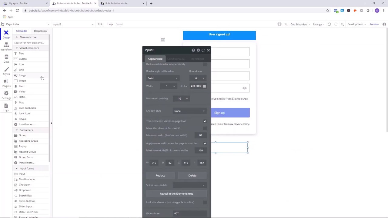 How To Hide or Reveal A Password Input  - Bubble.io Tutorial