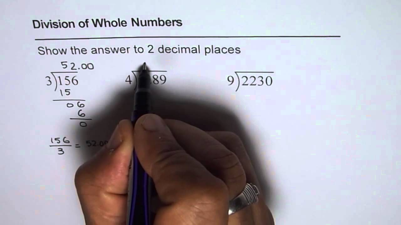 How to Divide Whole Numbers and Get Answer to Two Decimal Places