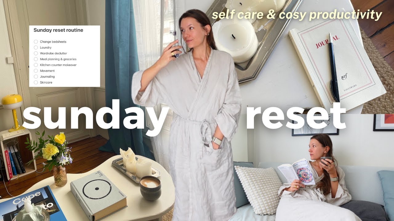cozy sunday reset routine | decluttering, journaling, kitchen makeover & self care