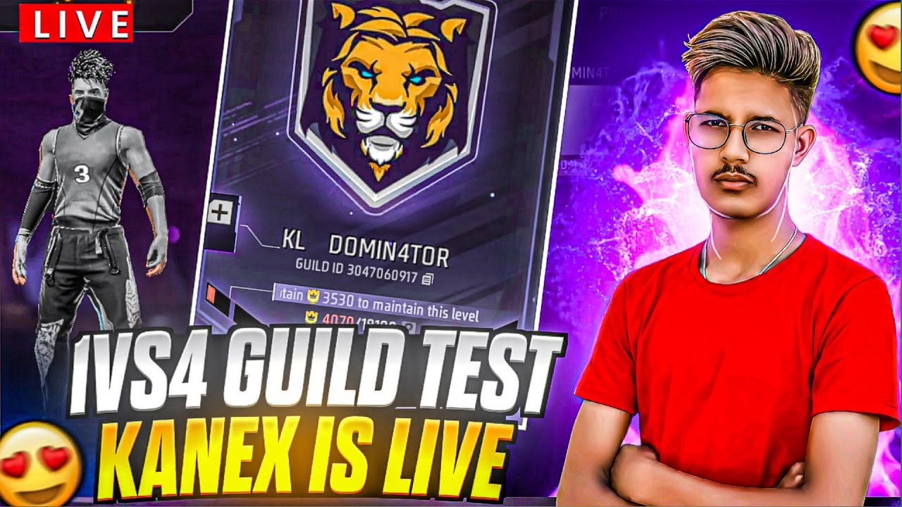 [ LIVE🔴] DAY-16 MOST DANGEROUS GUILD KL DOMINATERS  ❤️1VS4 GUILD TEST 💀  #live #shorts #freefire