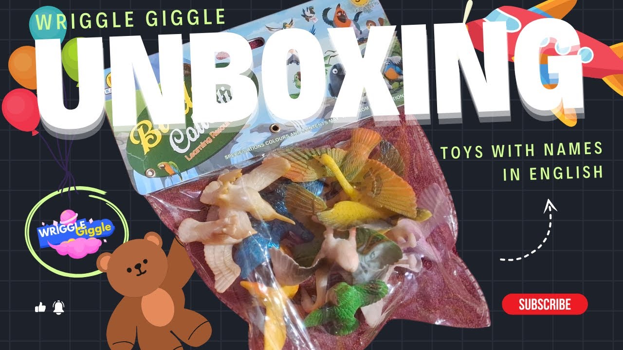 Bird Toy Unboxing Fun | 12 Colorful Birds with Names for Kids | Wriggle Giggle #animaltoys