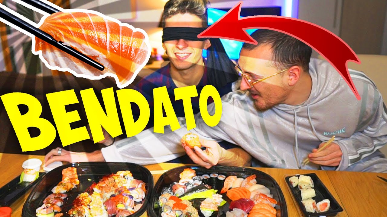 MANGIO SUSHI BENDATO E INDOVINO TUTTI I NOMI DEI PIATTI !!