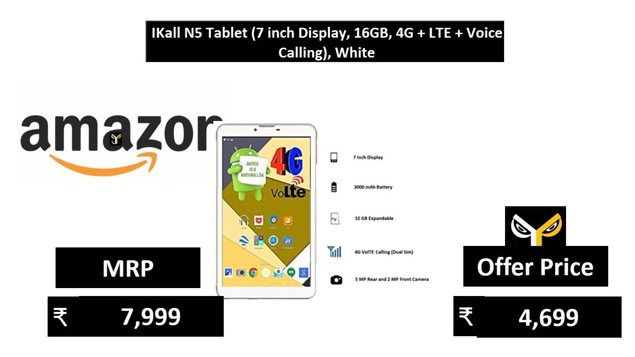 IKall N5 Tablet (7 inch Display, 16GB, 4G + LTE + Voice Calling), White