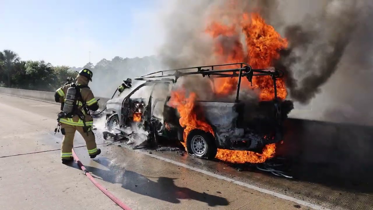 Jacksonville Fire Rescue Department  responds to a fully involved vehicle fire