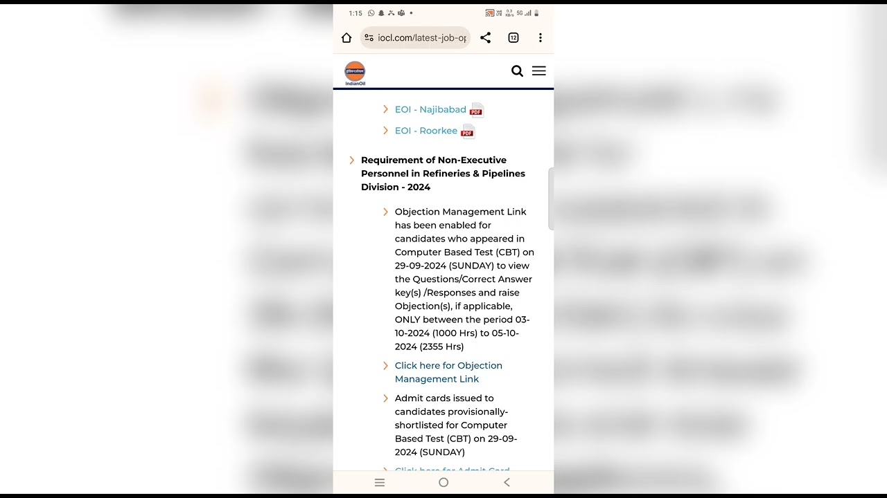 IOCL NonExecutive ANSWERKEY 2024  