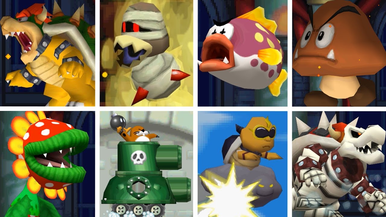 New Super Mario Bros. DS HD - All Bosses (No Damage)