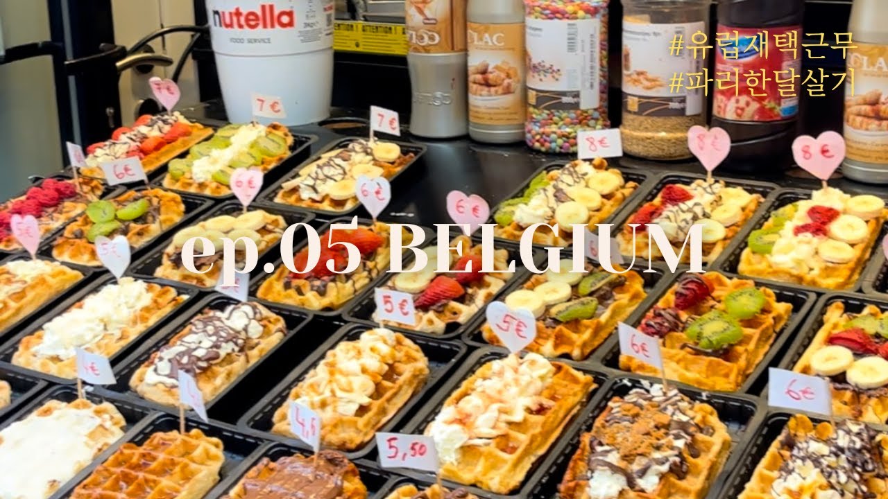 [🇧🇪vlog #05] 벨기에 브뤼셀 당일치기 먹방 여행 | 벨기에 와플 | 물 프리트 | 파리 한달살기  | 유럽에서 재택근무