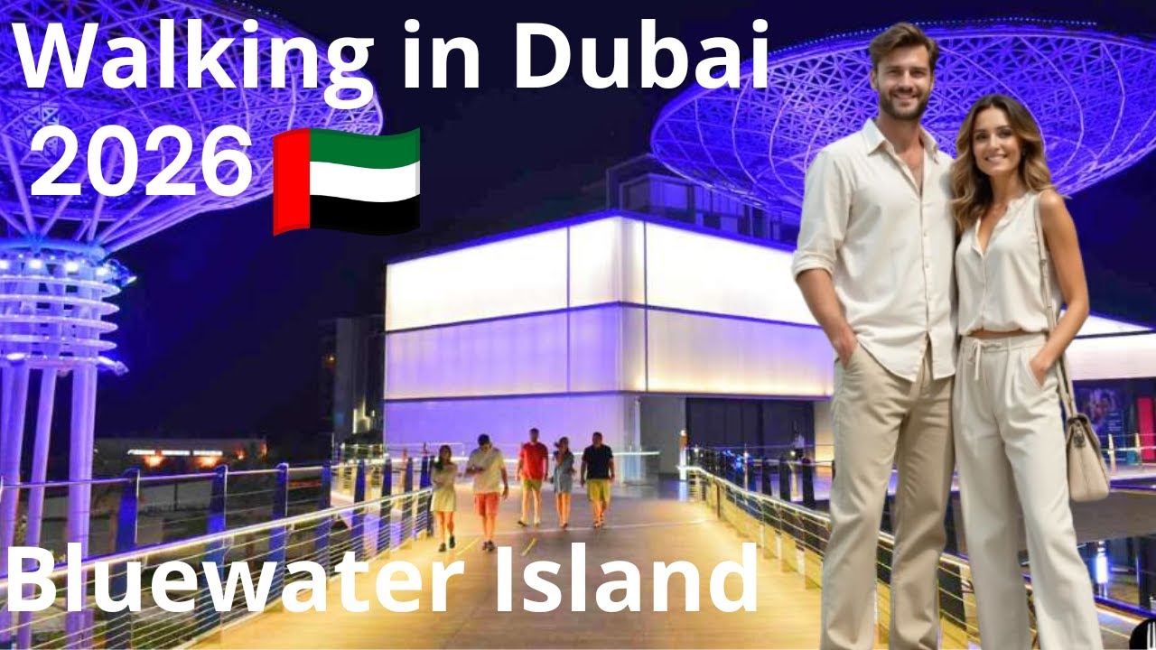 Bluewaters Island 🇦🇪 Night Lights, Ocean Breeze & Modern Lifestyle [4K] Walking Tour