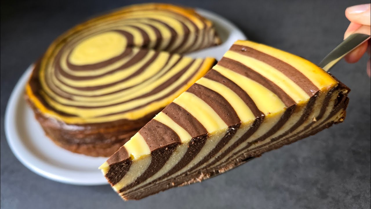 K&ouml;stlicher Zebrakuchen 🦓🍰 Cremiger Zebra K&auml;sekuchen ohne Boden