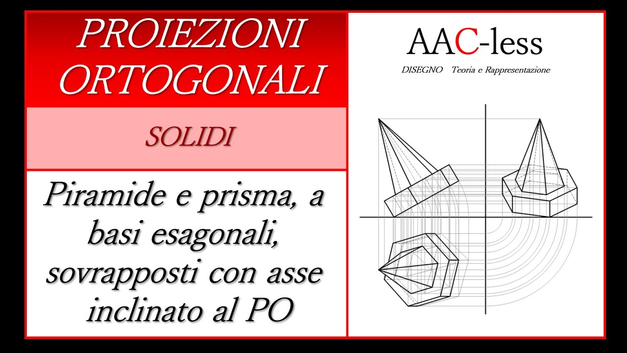 Piramide sovrapposta a un prisma entrambi a basi esagonali con asse inclinato rispetto al PO.