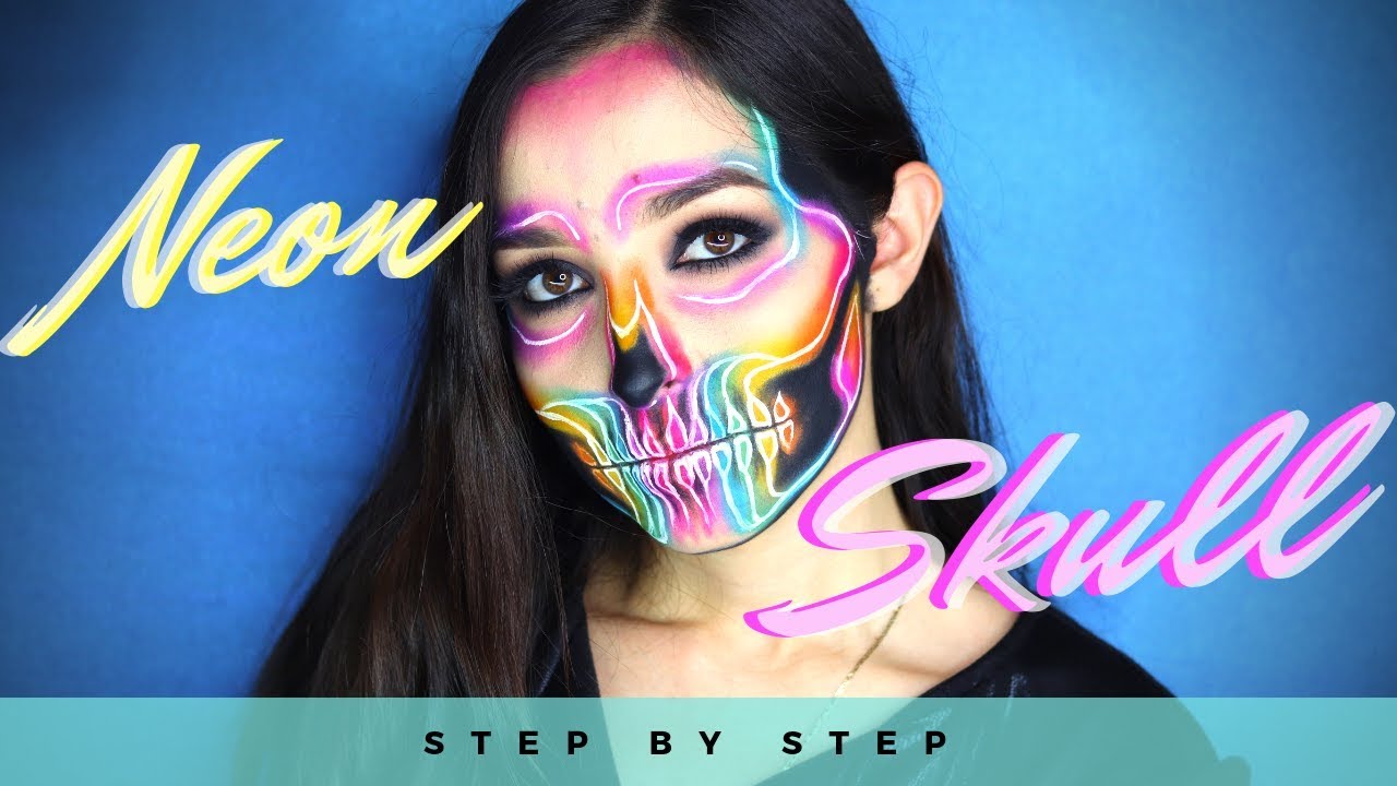 MAQUILLAJE CALAVERA DE NEON 2.0 | Neon Skull Makeup | JARELY MUA