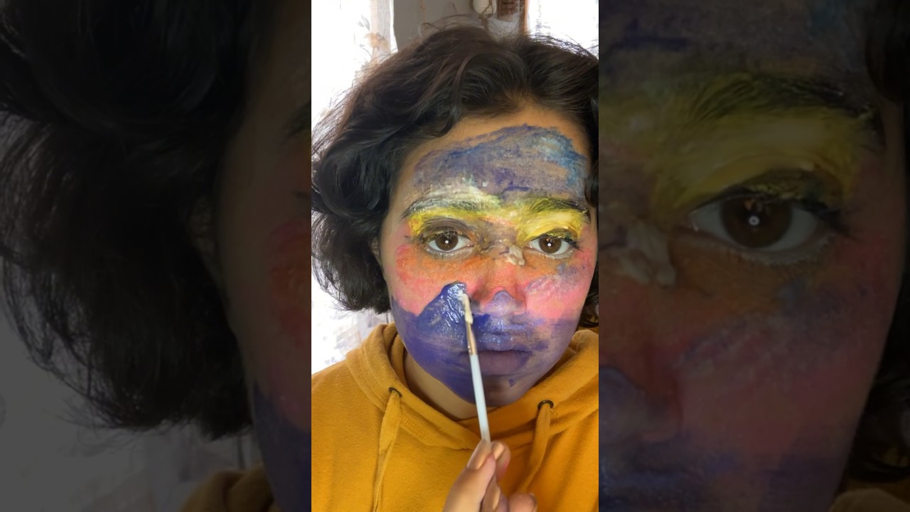 Following a Bob Ross Tutorial on my Face