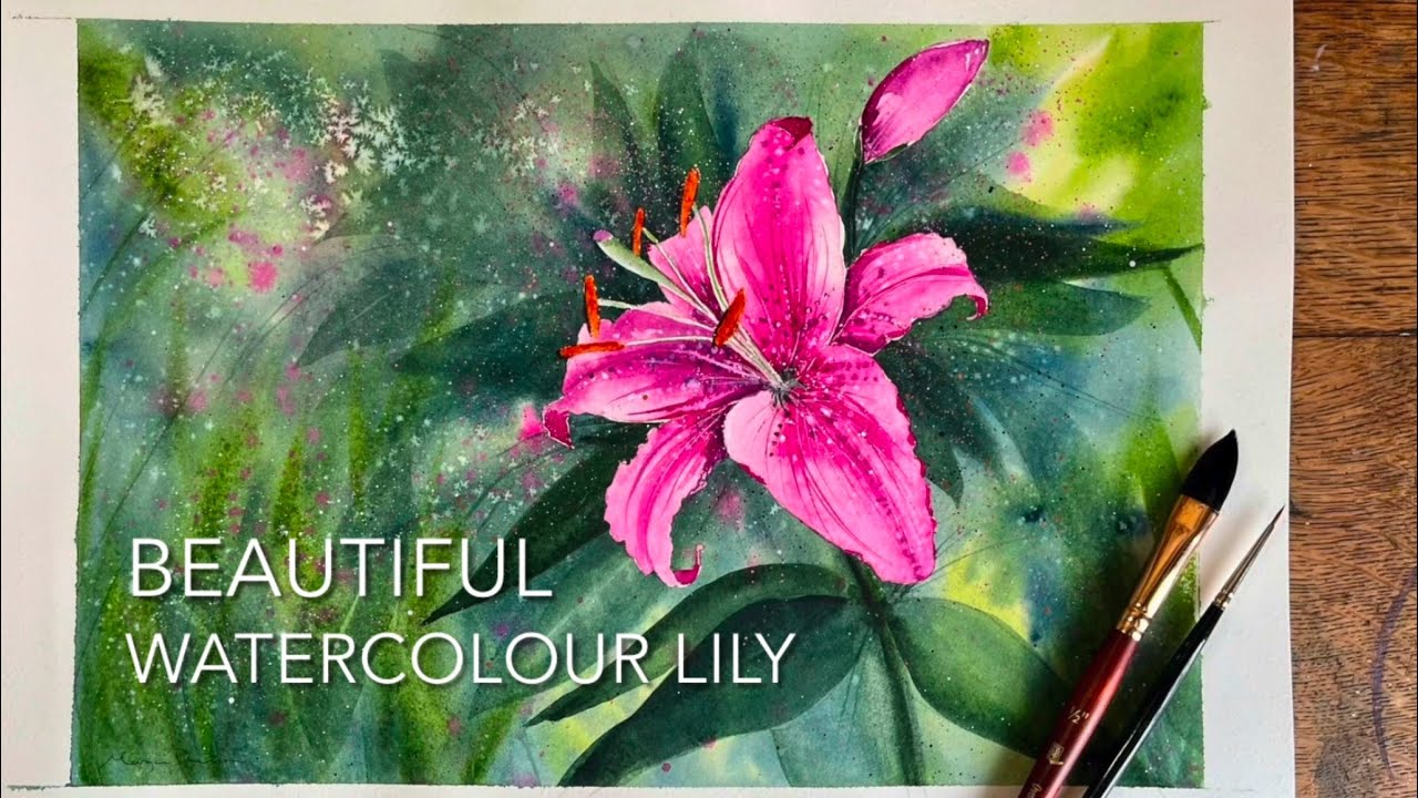 Beginners WATERCOLOR LILY PAINTING Loose Watercolour PAINTING Techniques Tutorial Flowers/Landscape