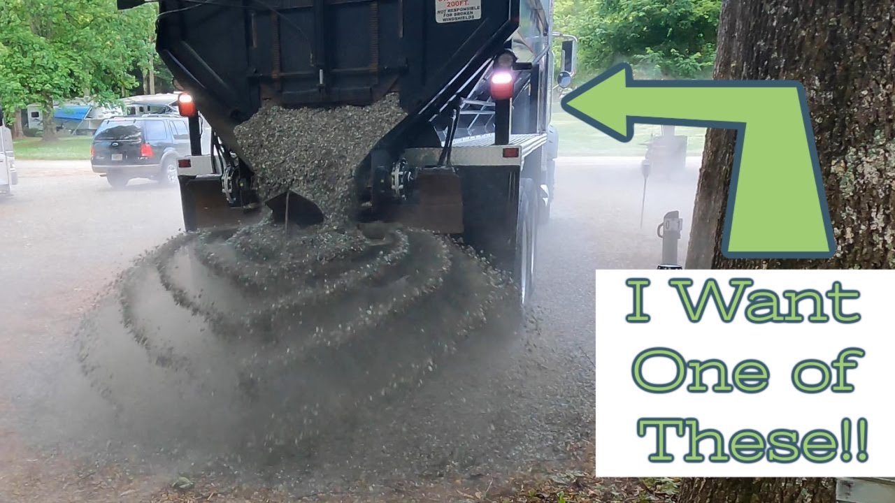 PERMANENT RV SITE: Gravel Install// Cool Spreader Truck Does All of the Work!