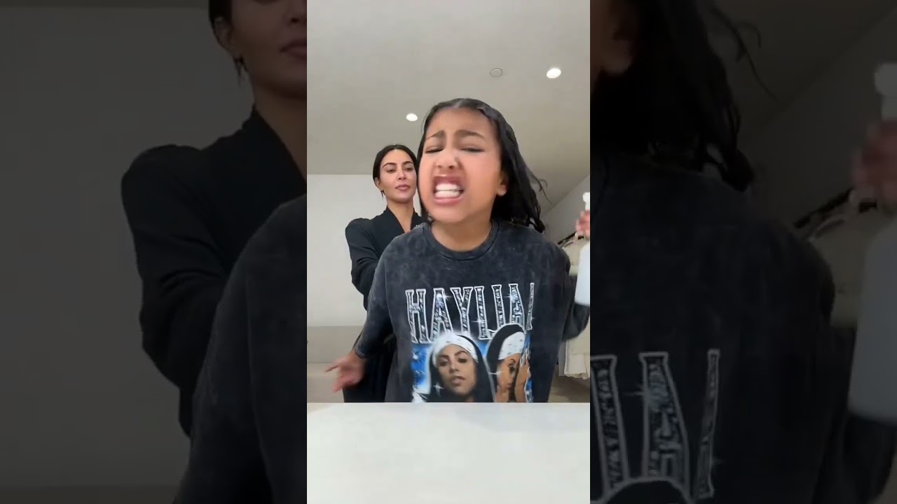 Kim K styling daughter North West hair||#shorts #kimandnorth #youtubeshorts #hairstyle