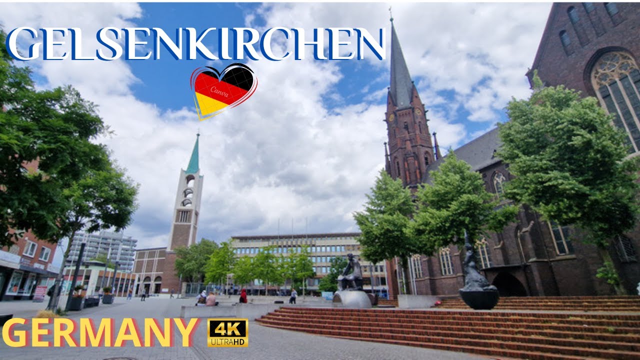 Gelsenkirchen City Germany/ Walking tour in Gelsenkirchen stadt Deutschland 4k video