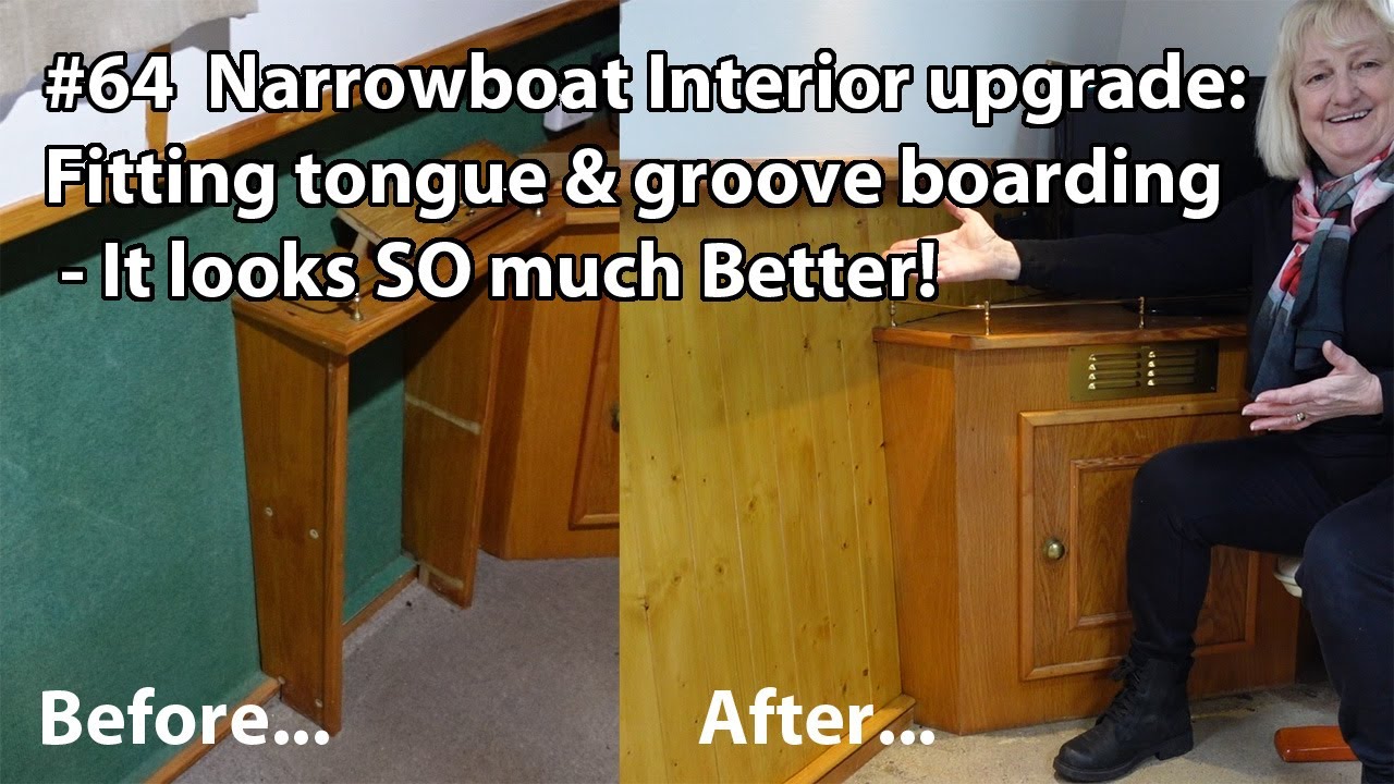 #64 Interior upgrade Part 1: Replacing old green carpet on the walls with tongue and groove.