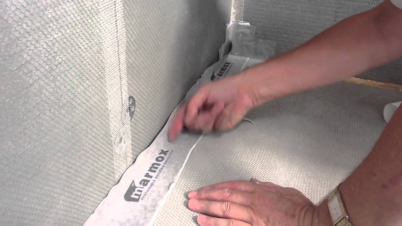 Seal floor/wall joints in wetrooms with Marmox S/A Waterproof Tape