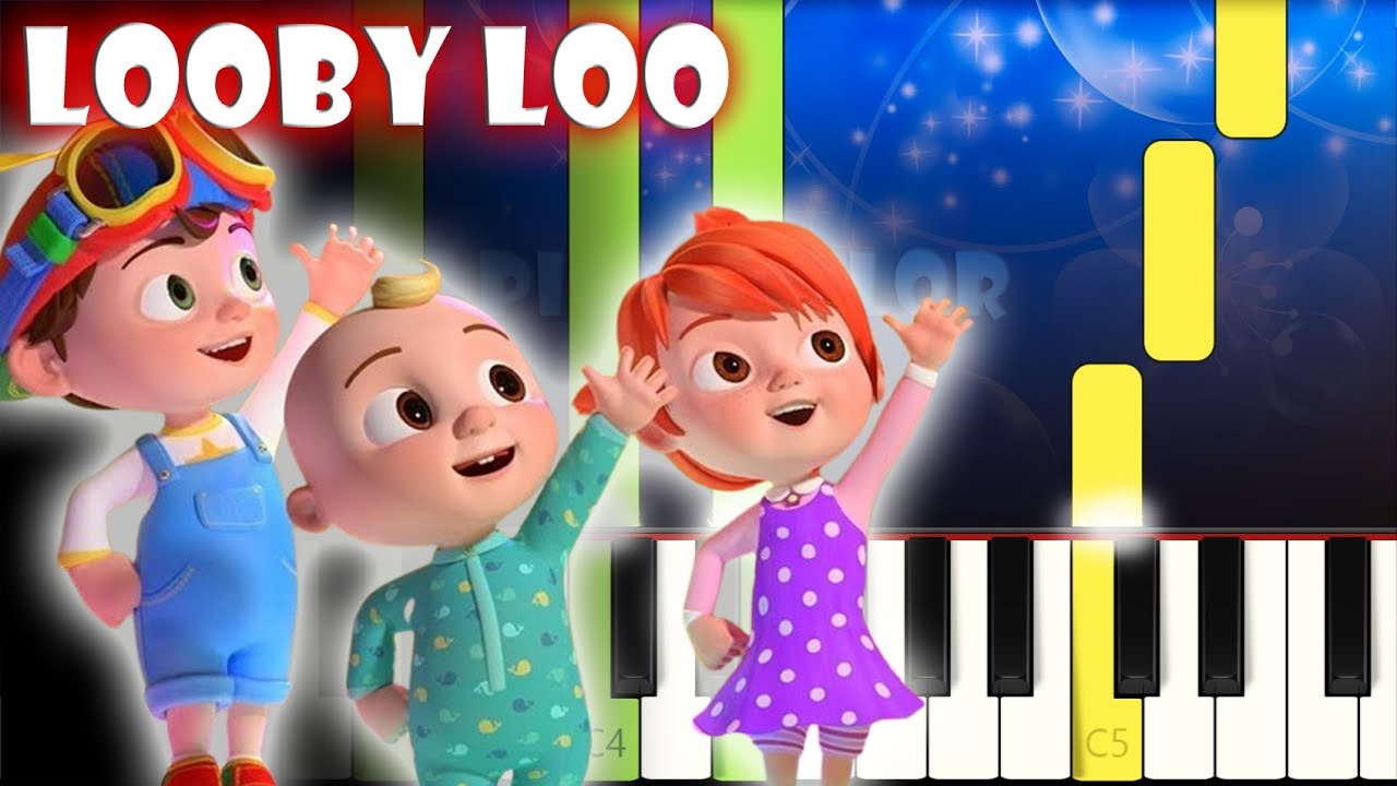 Looby Loo - Cocomelon Nursery Rhymes | Piano Tutorial | Karaoke