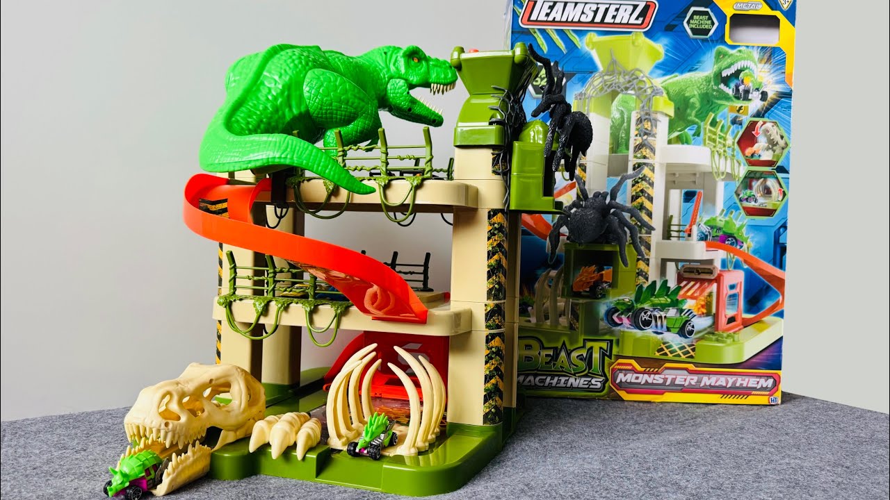 ASMR Dinosaur Car Parking lot Toy Unboxing and reviewing, Beast Machines 🦖🏎️  #toys #dinosaur #asmr