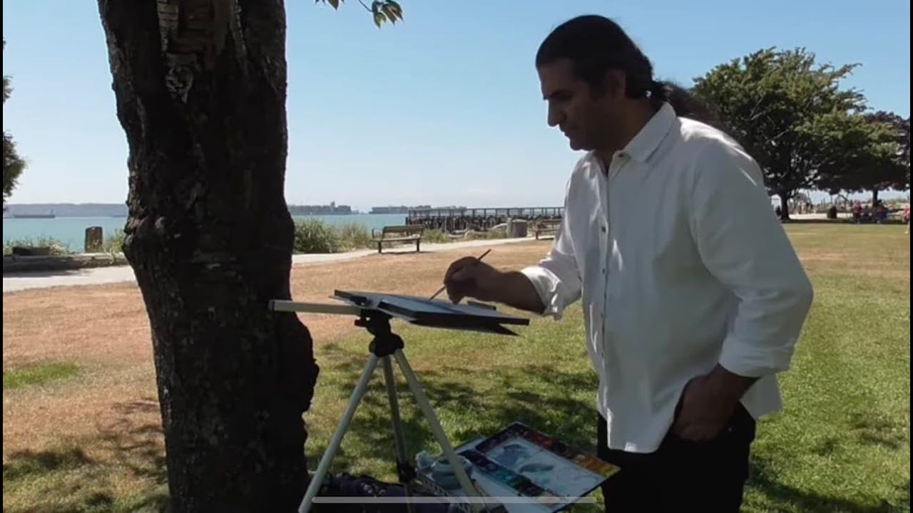 Plein Air watercolor in Vancouver by javid tabatabaei