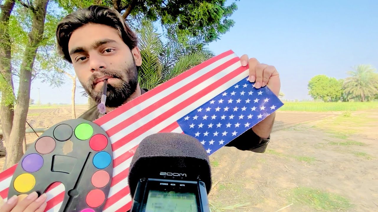 ASMR For USA 🇺🇸 $2 SPIT PAINTING 🎨On your Face Makeup 💄 |MOUTH SOUNDS 👅 
