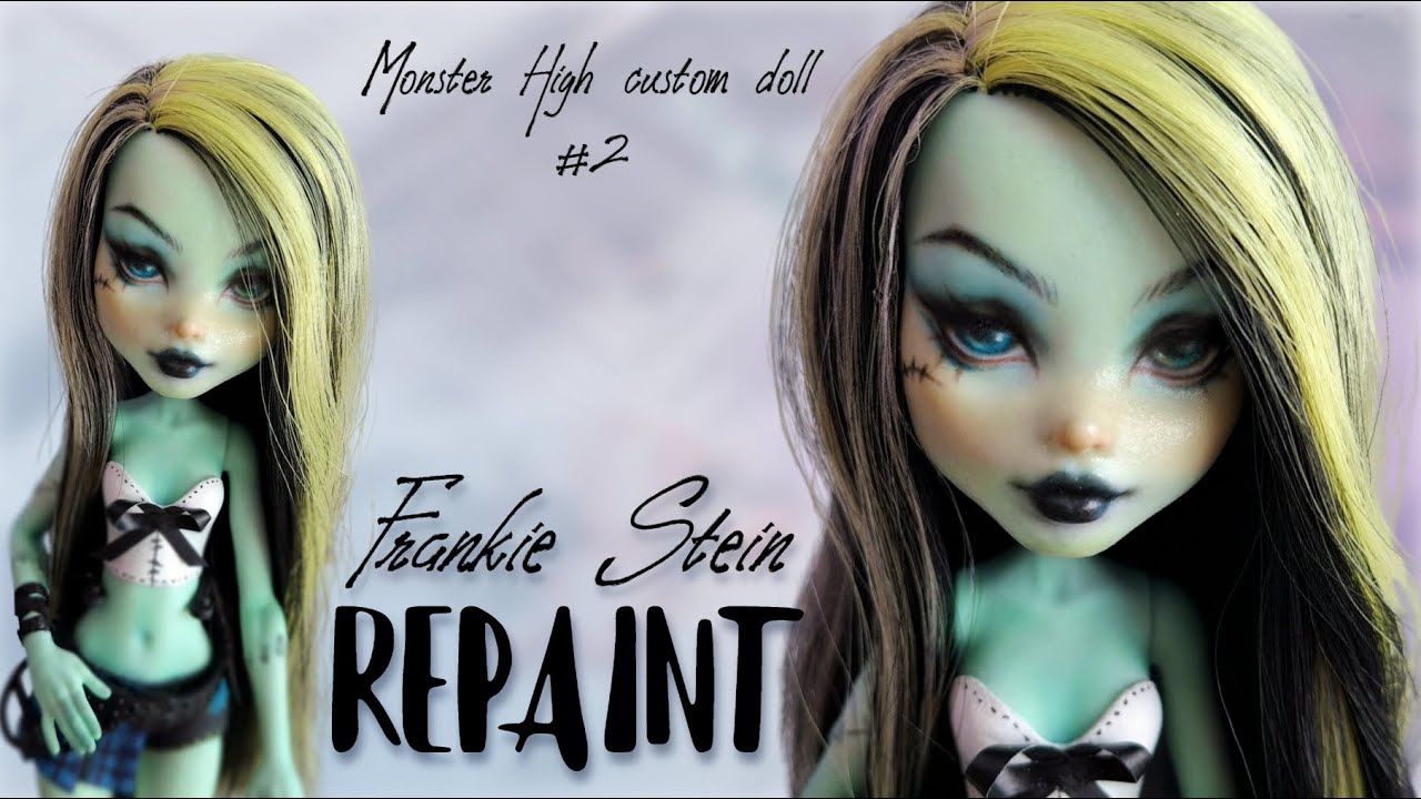 Frankie Stein Repaint 🖤 OOAK Monster High custom doll 🖤