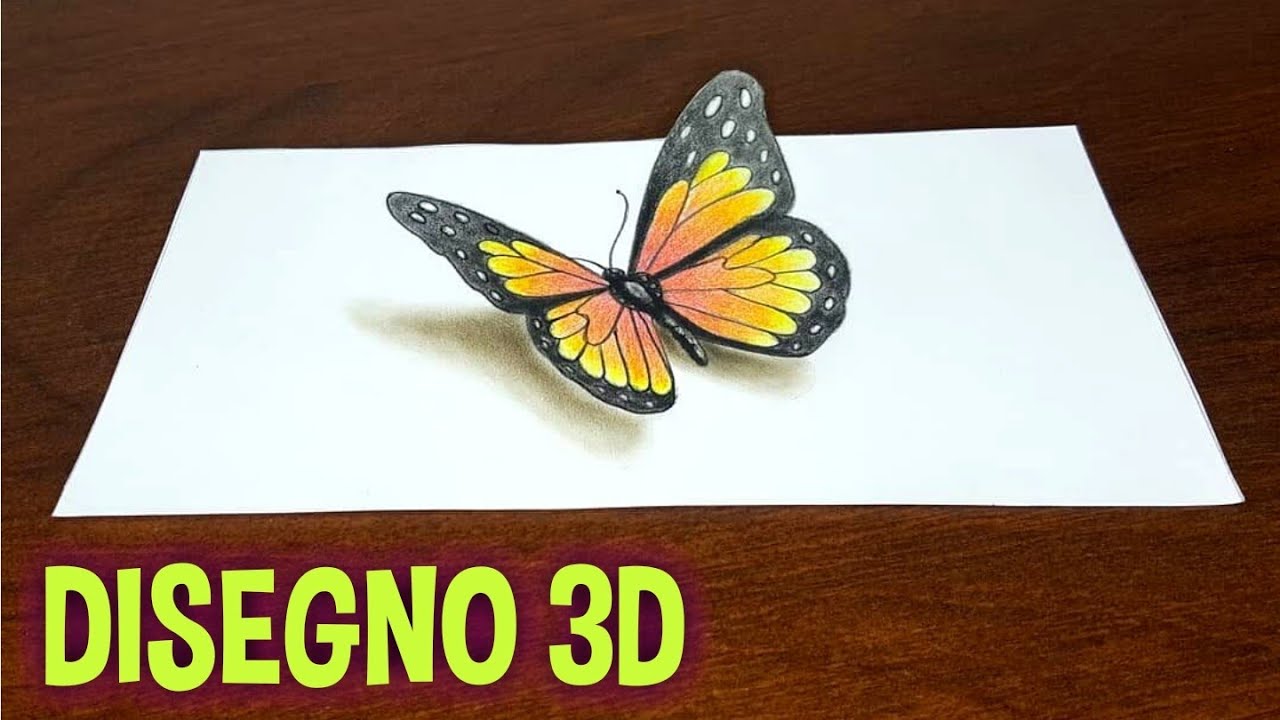 Come disegnare una farfalla con effetto 3d / How to draw a butterfly with 3d effect #disegno  #3d