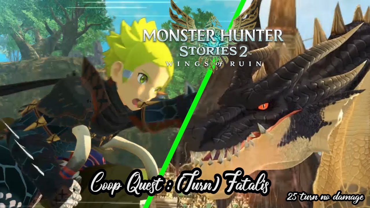 Monster Hunter Stories 2 : Wings of Ruins ||  Aptonoth vs Fatalis 25 turn no damage on Coop quest