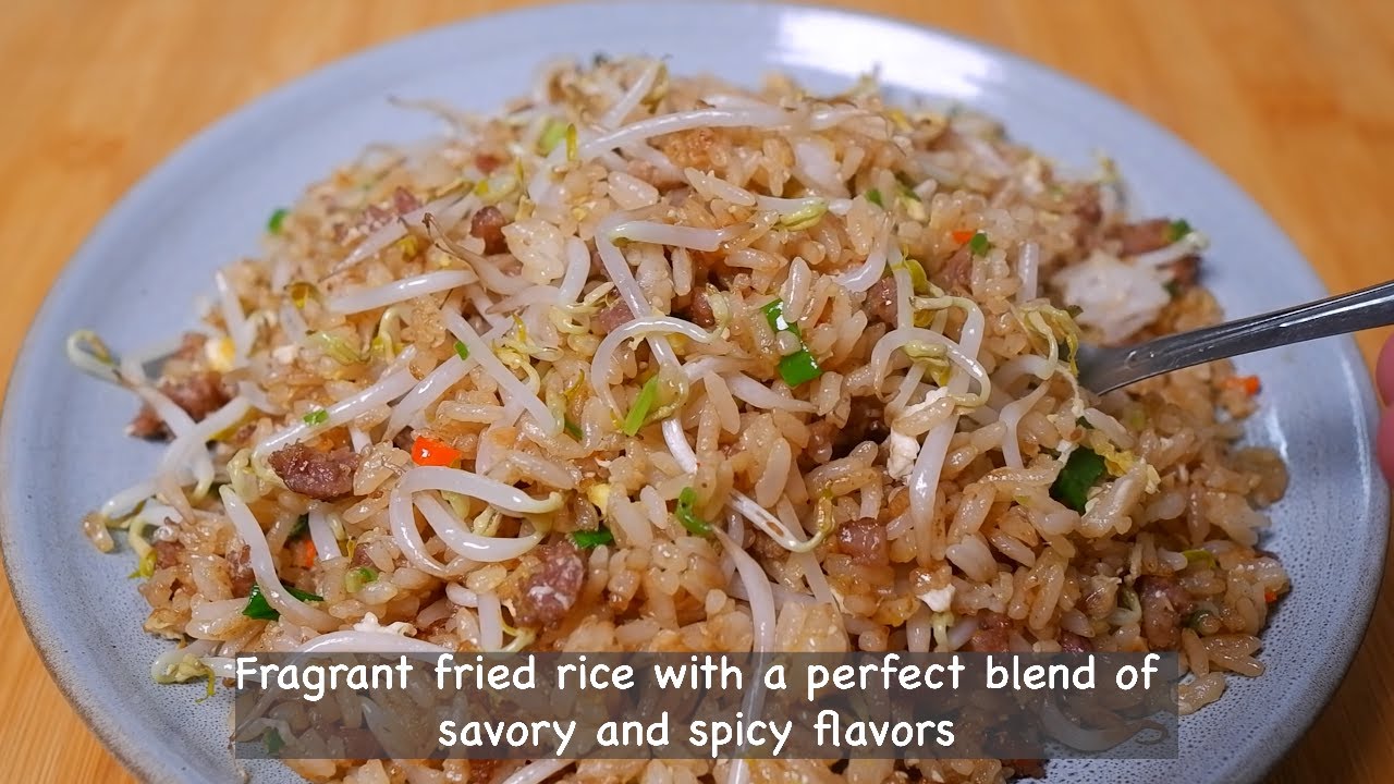 Try out this fried rice recipe :: Crunchy bite & fresh fried rice with bean sprouts : Delicious food