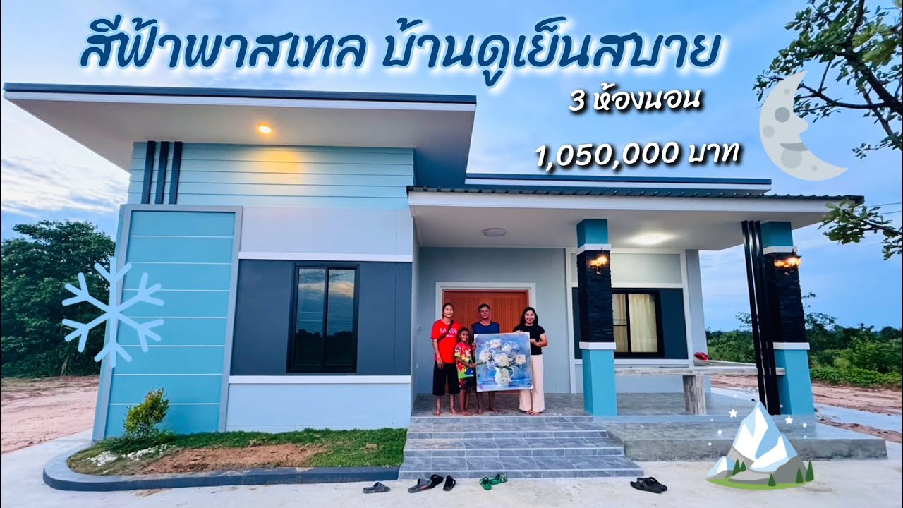 EP.9 บ้านโมเดิร์นสีฟ้าพาสเทล คุณละออ แสนจันต๊ะ @ยโสธรสร้างบ้านบ้านในฝัน