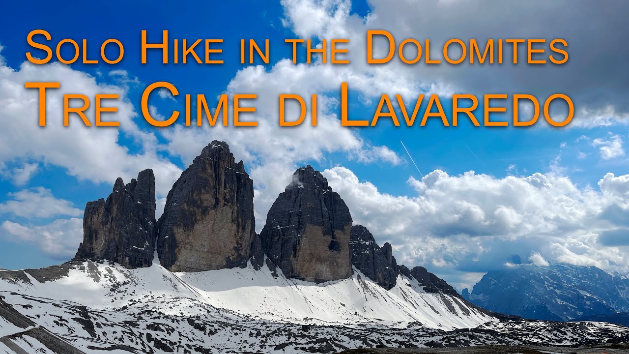 Solo Hiking to Tre Cime di Lavaredo, the Dolomites (some walking on snow and a hailstorm) | 4K POV