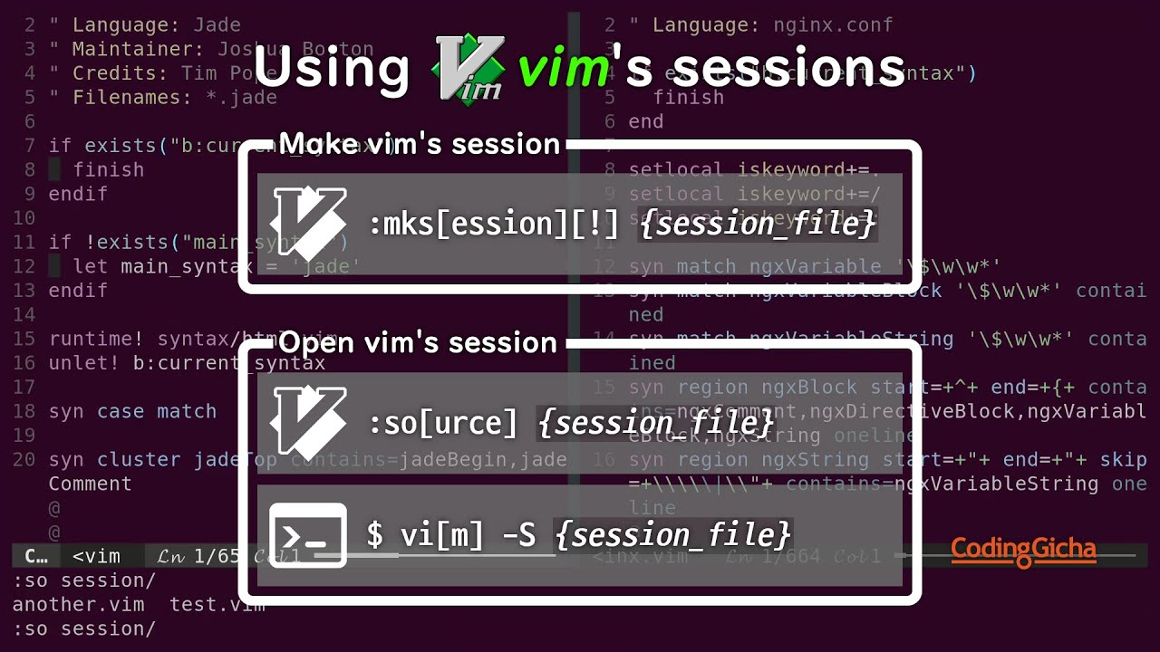 Using vim's sessions