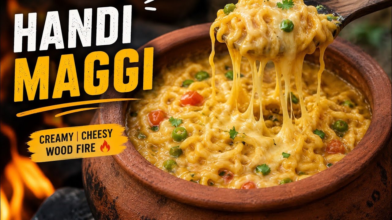 Cheese Handi Maggi on Chulha | Village Style Creamy Masala Maggi in Clay Pot