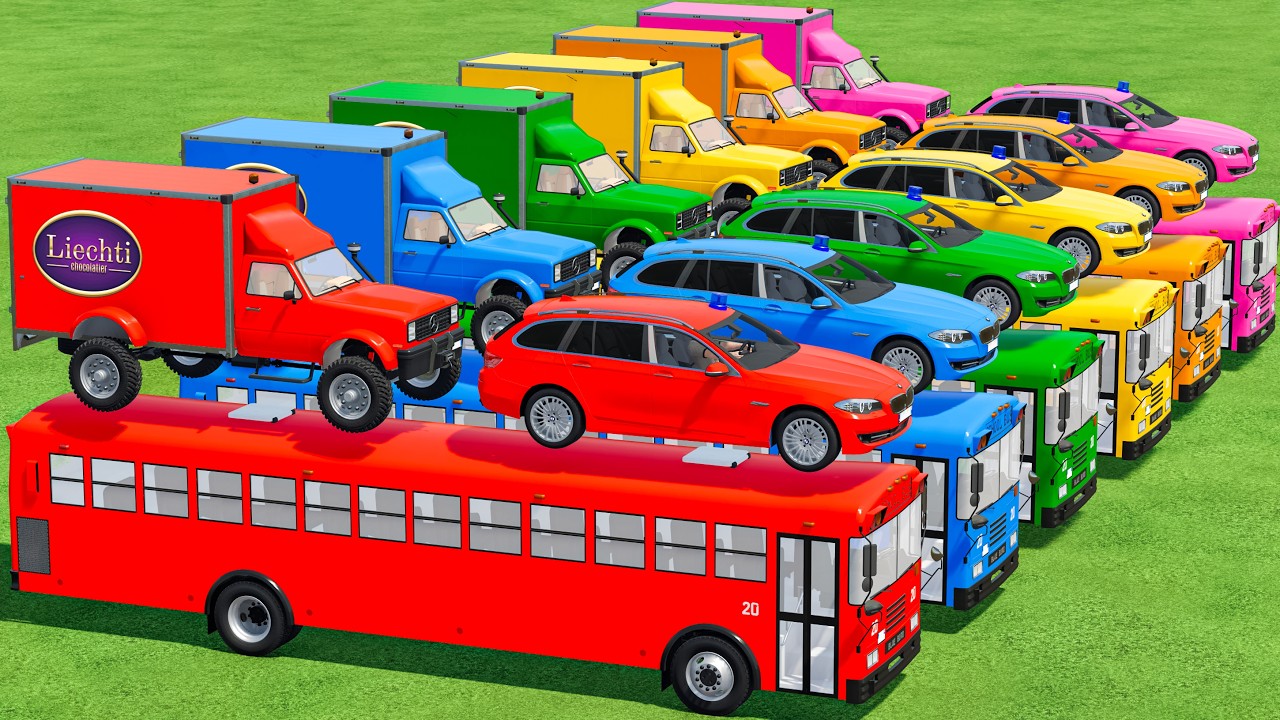 Work With Colors | Mercedes Pickup Vs BMW Transporting With Bus In Fs22 | Farming Simulator 22 