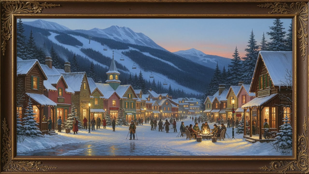 Twilight in the Mountain Village - Art Frame Screensaver