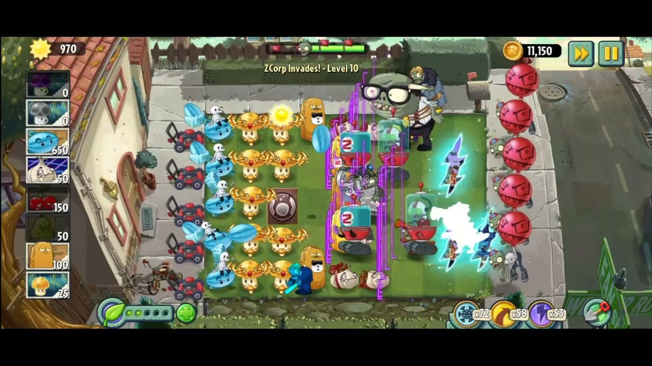 PvZ2 ZCorp Invades! Level 10 (PvZ1 Plants Only, Mowerless)
