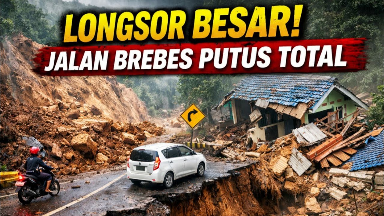 Detik-detik Longsor Cilibur Brebes! Jalan Ambles dan Bangunan Sekolah Ambruk