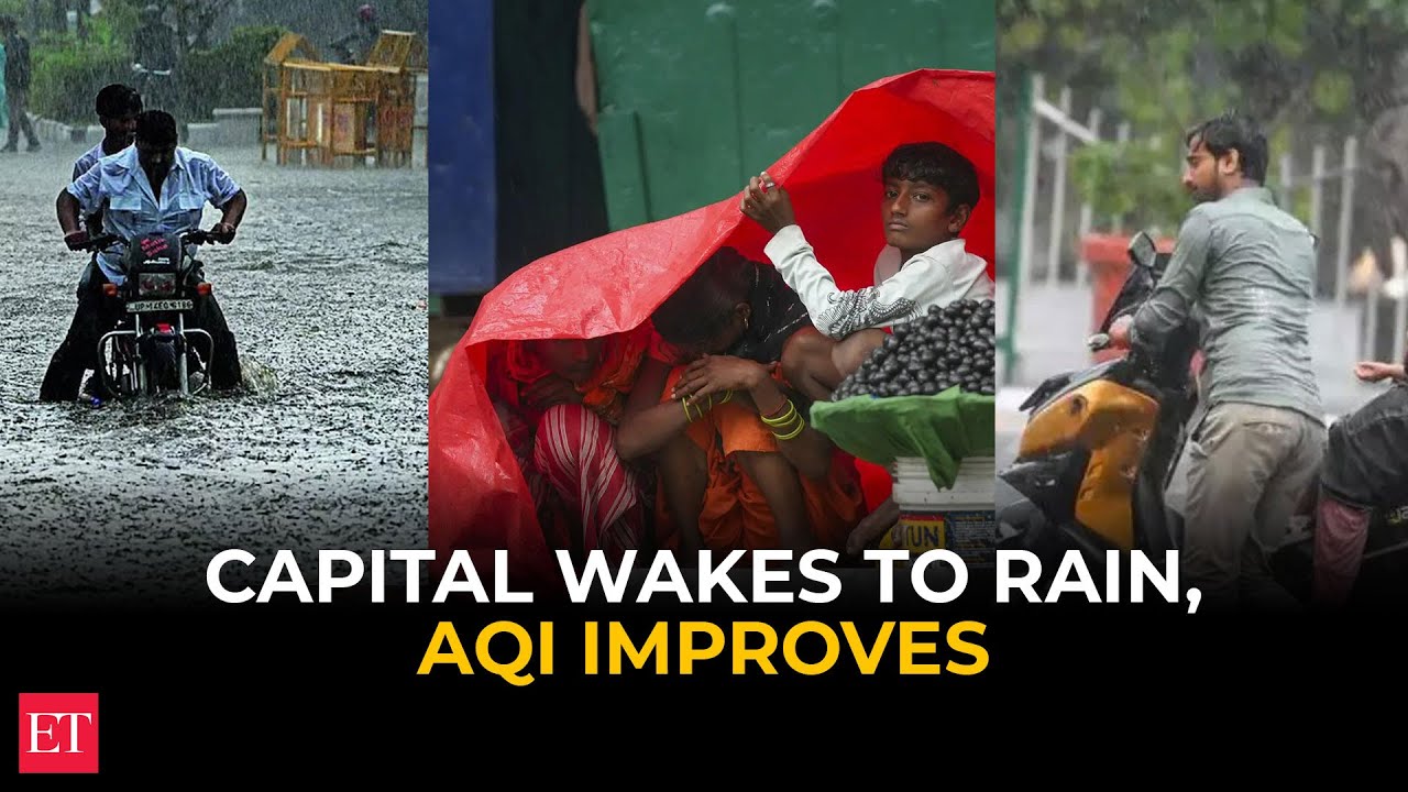 Visuals show rain across Delhi NCR; IMD issues orange alert, AQI at 63