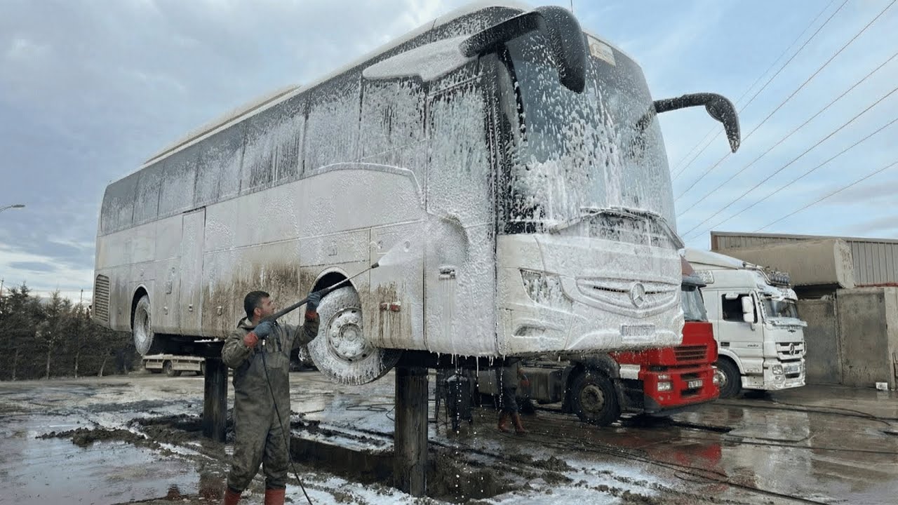 Mercedes Bus Wash 🚿 | Heavy Duty Vehicle Cleaning ASMR | Car Wash Beast