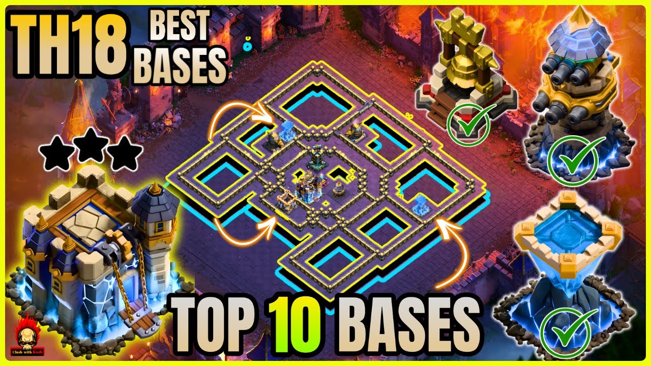 AFTER UPDATE TOP 10 TOWNHALL 18 BASE ! BEST TH18 LEGEND BASES WITH LINK ! ANTI 2 STAR TH18 WAR BASE