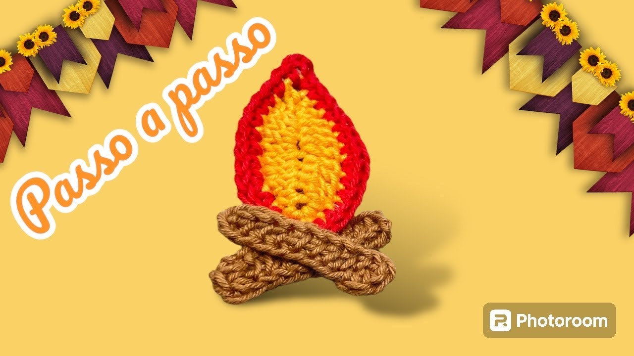 Fogueira de crochê - aplique- flame