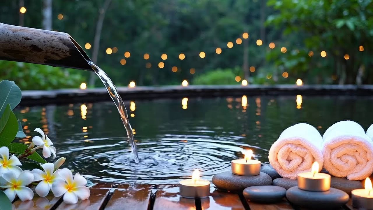 Relaxing Music Relieves Stress, Calm Anxiety Depression 🌿 Bamboo Water Fountain, Deep Sleep Music