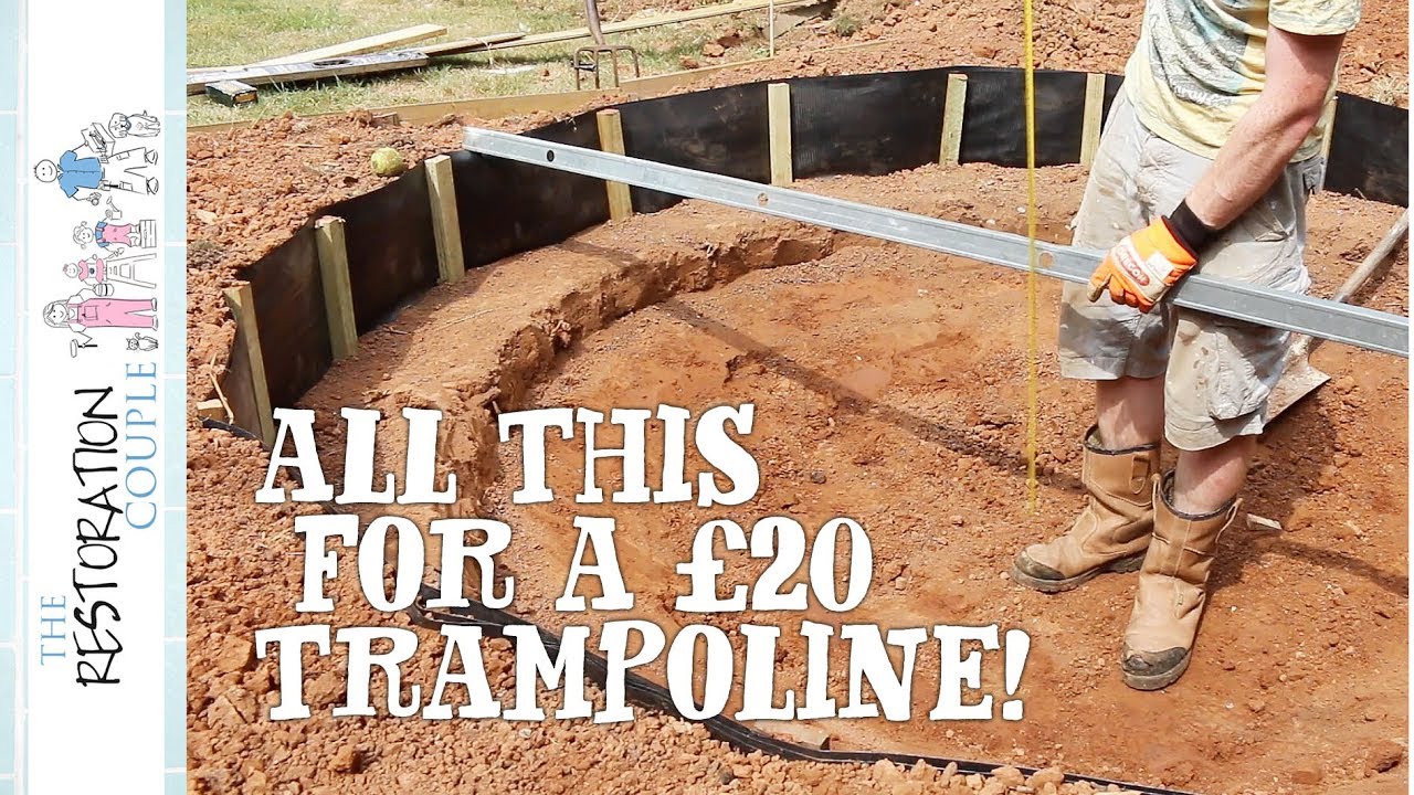 Sunken Trampoline Retaining Wall on a Budget