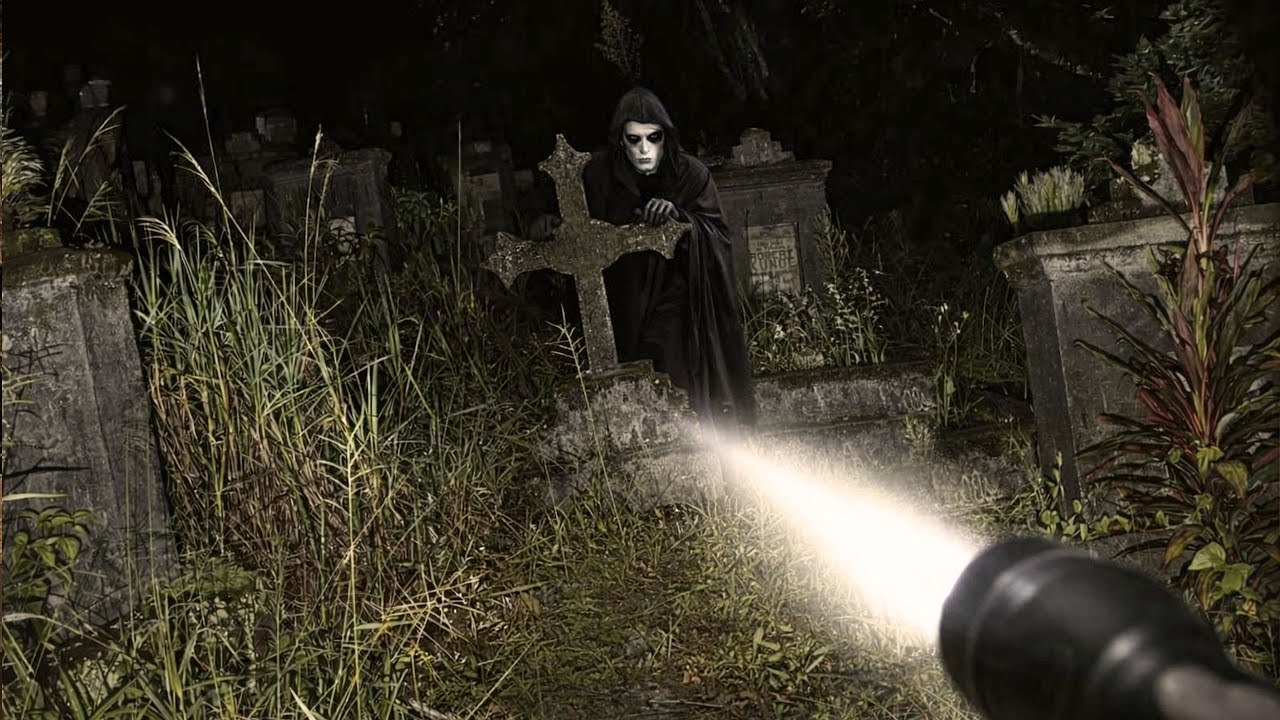 FANTASMA HORRÍVEL SAI DE DENTRO DO TUMULO EM FRENTE A CÂMERA NO CEMITÉRIO ABANDONADO!