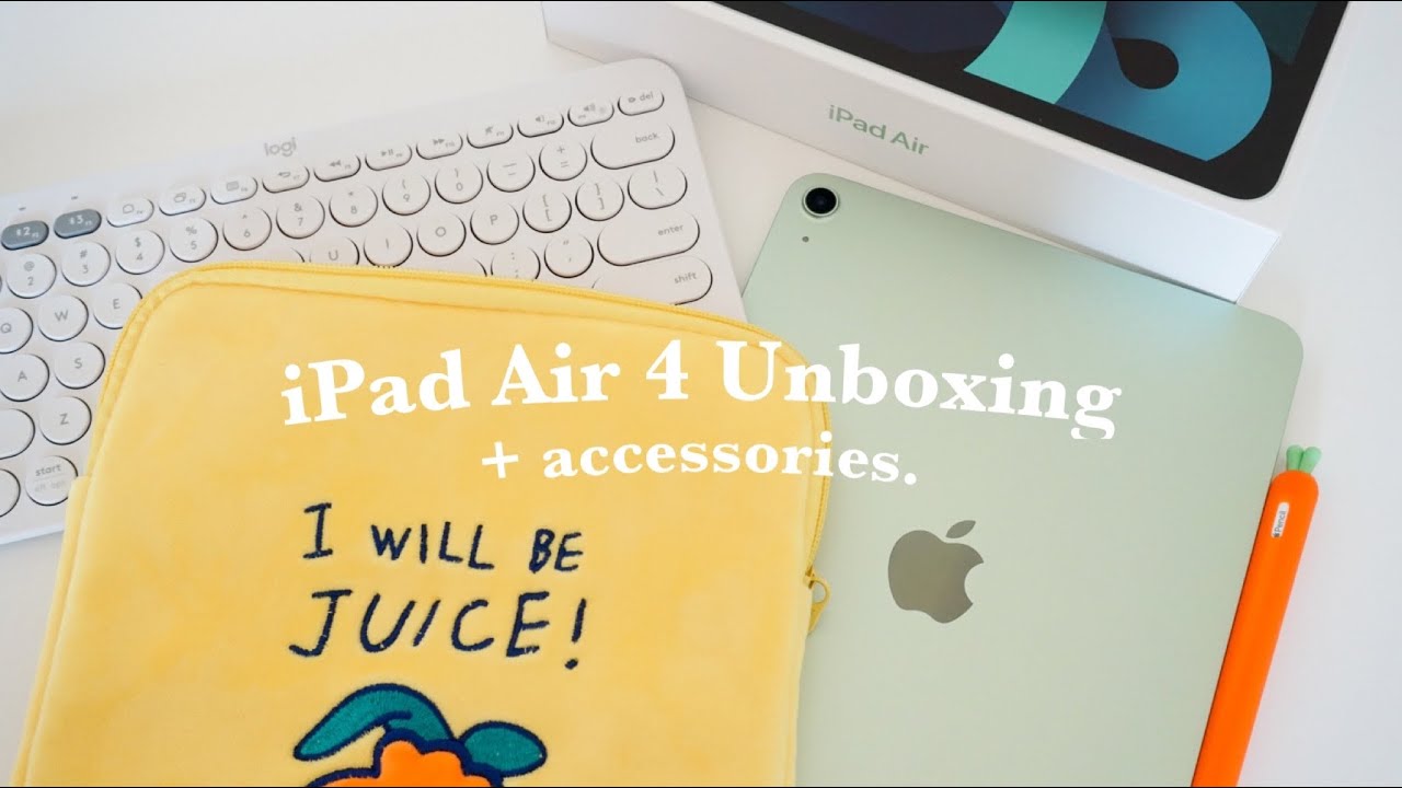 iPad Air 4 aesthetic unboxing (green)🍏 + accessories (keyboard asmr) 2021💚✨